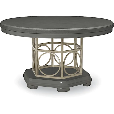 Round to Oval Table with Decorative Single Pedestal